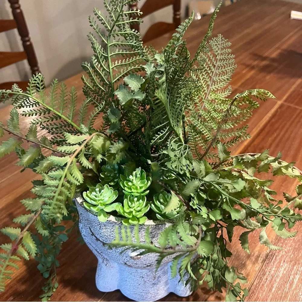 Faux Succulent Arrangement Sleepy Face Planter Pot